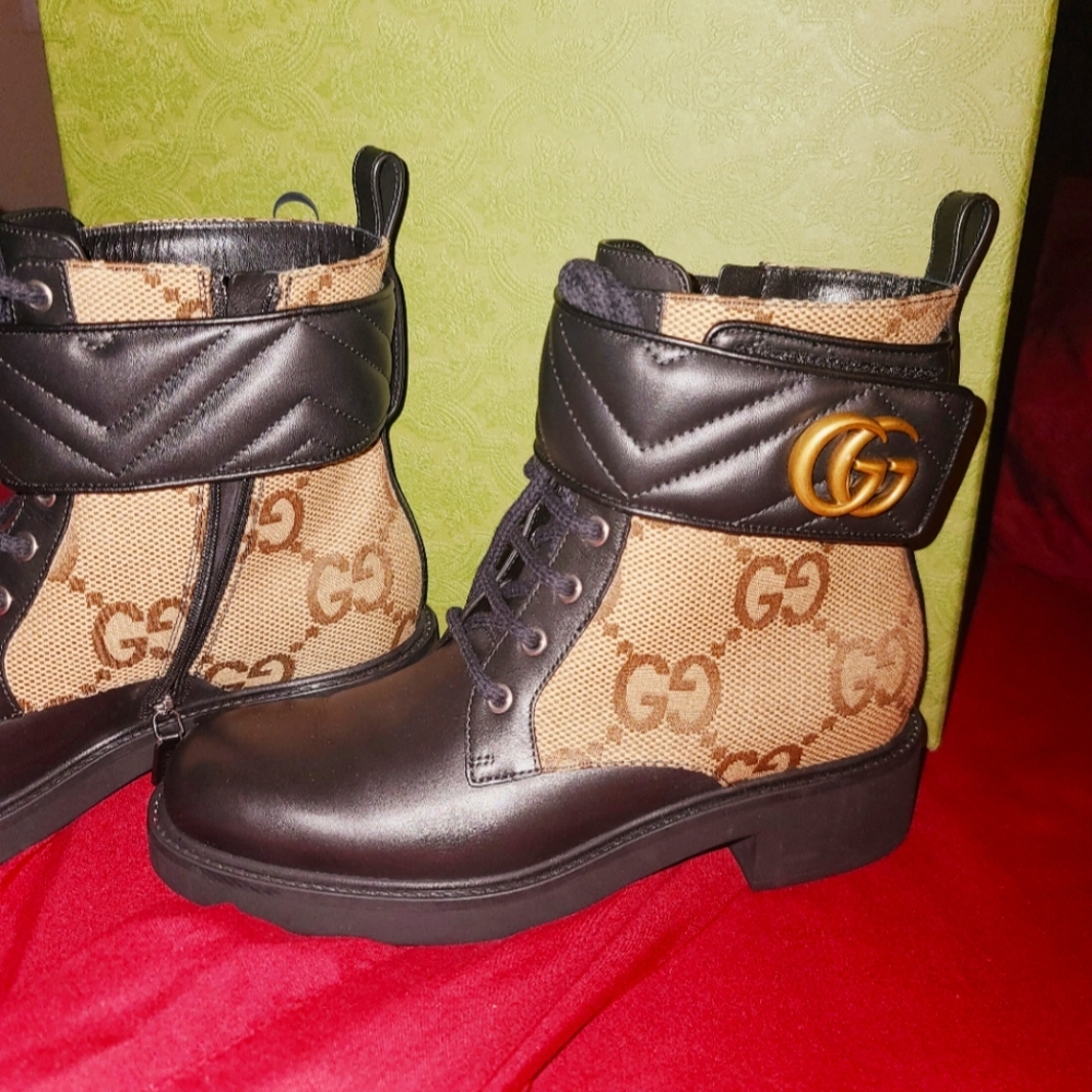 Gucci Logo Ankle Combat Boots